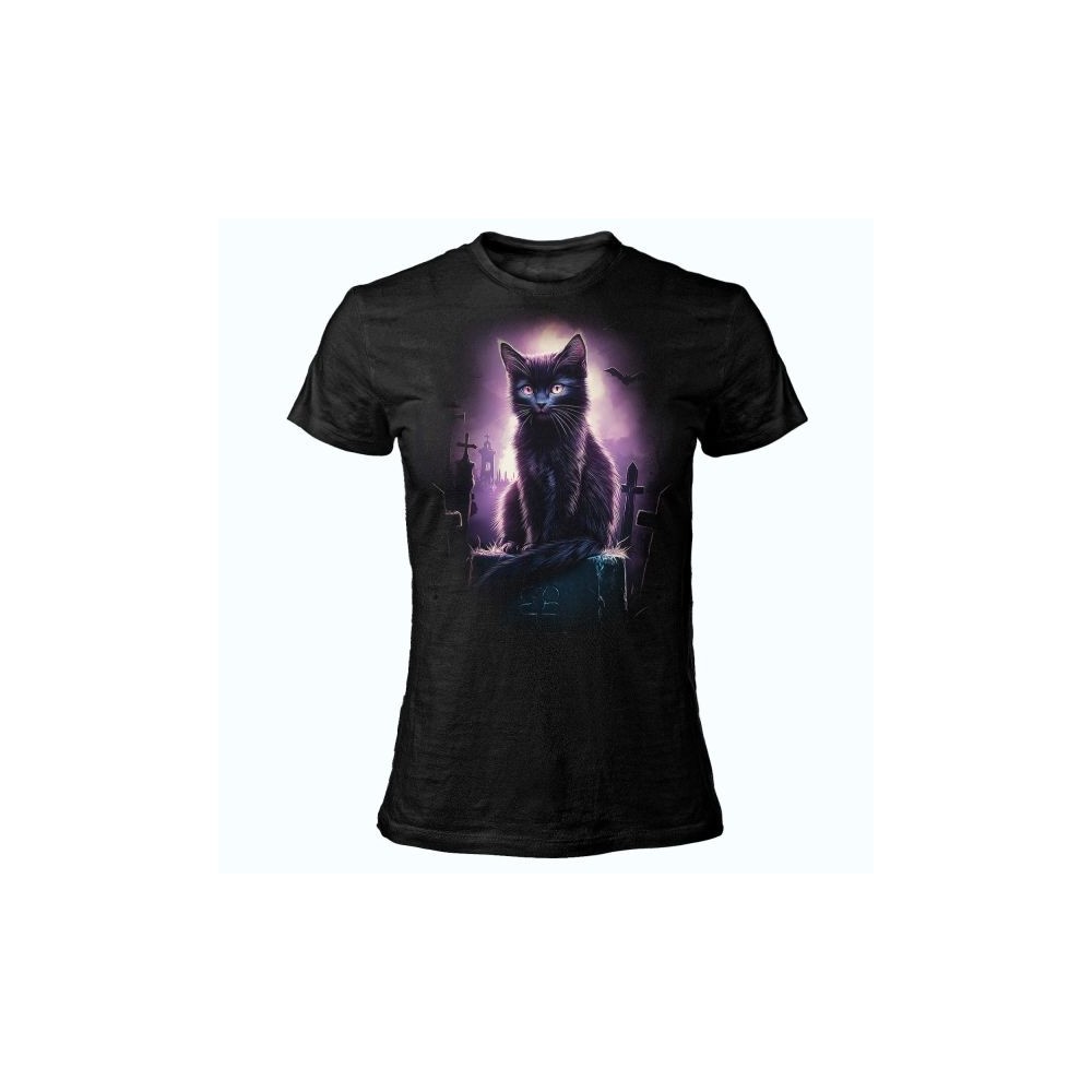 MAGLIA T SHIRT DONNA DARK EMBER GATTO CIMITERO
