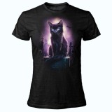 MAGLIA T SHIRT DONNA DARK EMBER GATTO CIMITERO