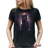 MAGLIA T SHIRT DONNA DARK EMBER GATTO CIMITERO