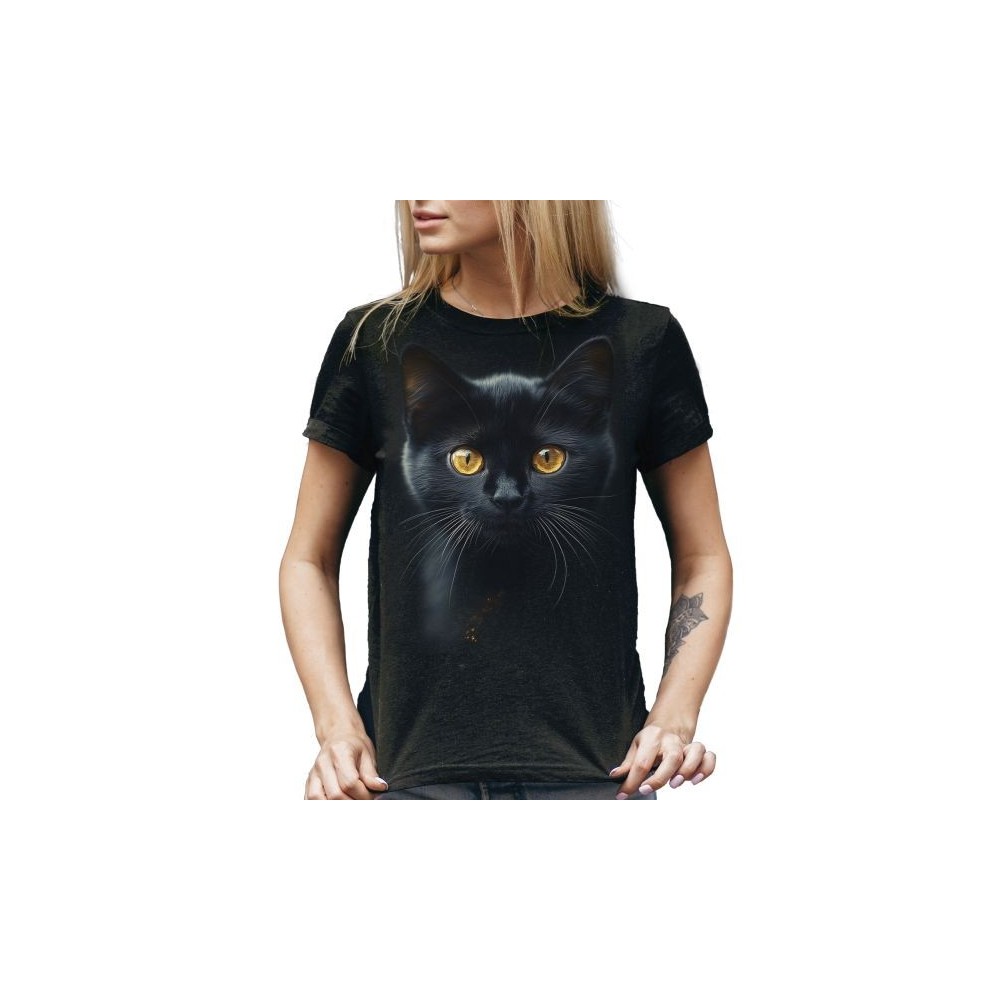 MAGLIA T SHIRT DONNA DARK EMBER GATTO