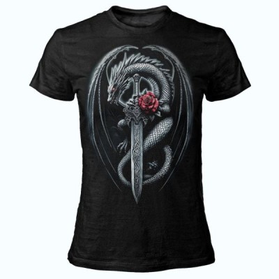 MAGLIA T SHIRT DONNA DARK EMBER DRAGO PUGNALE
