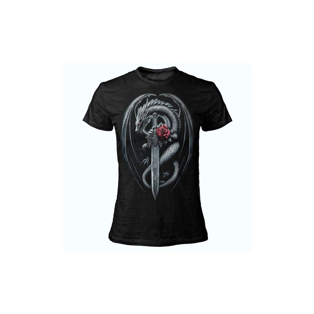 MAGLIA T SHIRT DONNA DARK EMBER DRAGO PUGNALE