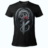 MAGLIA T SHIRT DONNA DARK EMBER DRAGO PUGNALE