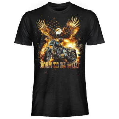 T SHIRT DARK EMBER BIKE EAGLE BORN TO BE WILD
