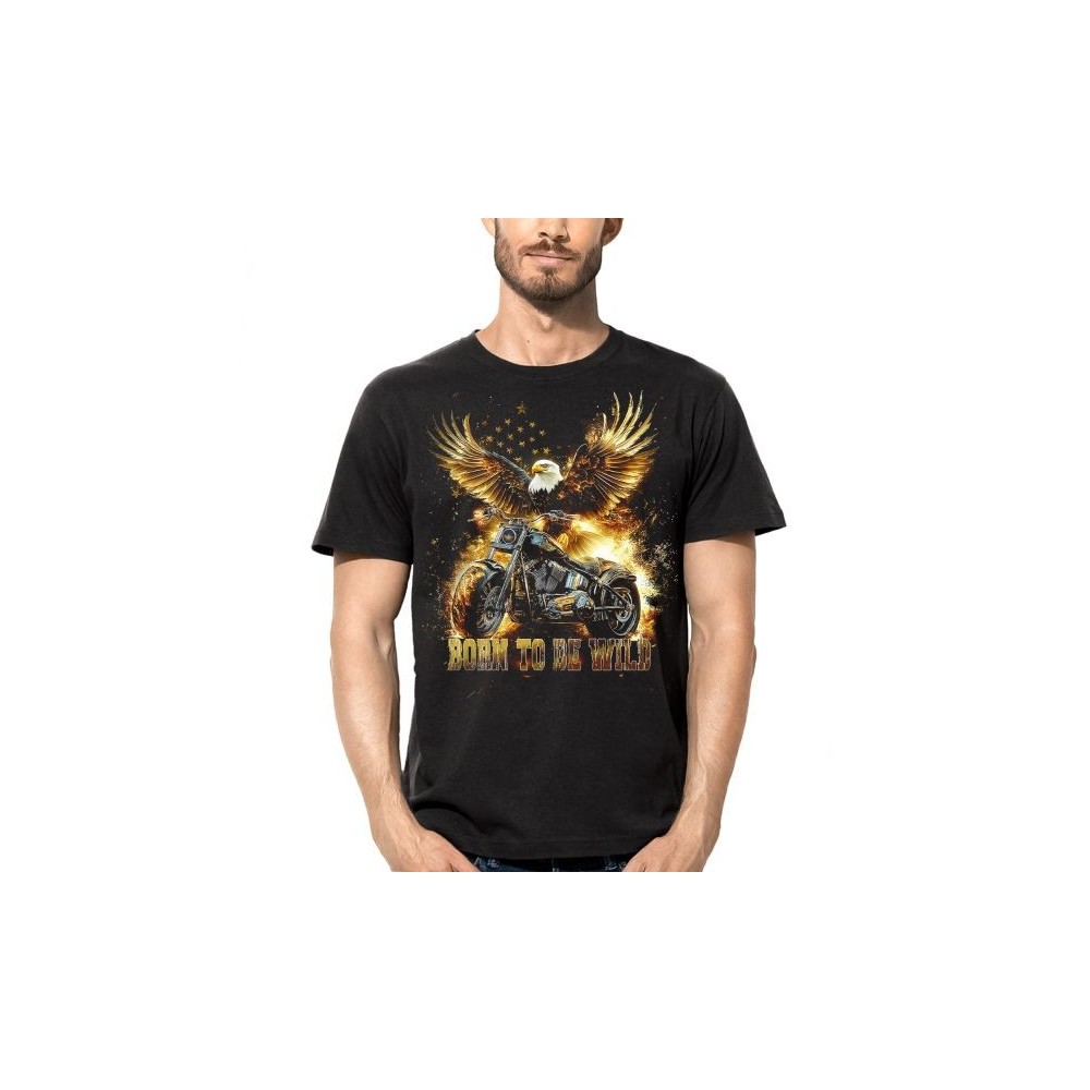 T SHIRT DARK EMBER BIKE EAGLE BORN TO BE WILD