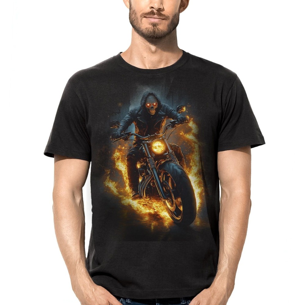 MAGLIA T SHIRT DARK EMBER MOTOCICLISTA SCHELETRO