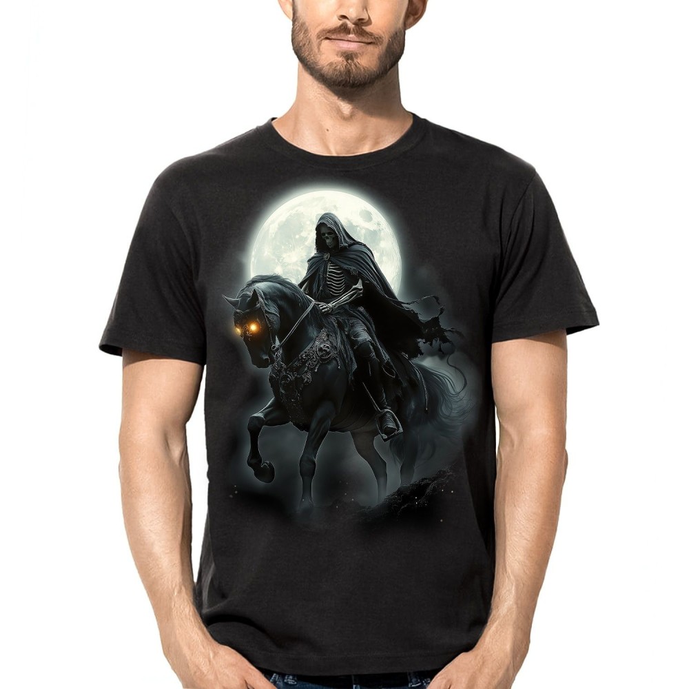 T SHIRT DARK EMBER SKELETON ON HORSE