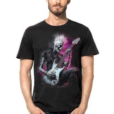 T SHIRT DARK EMBER SKELETON PUNK GUITARIST