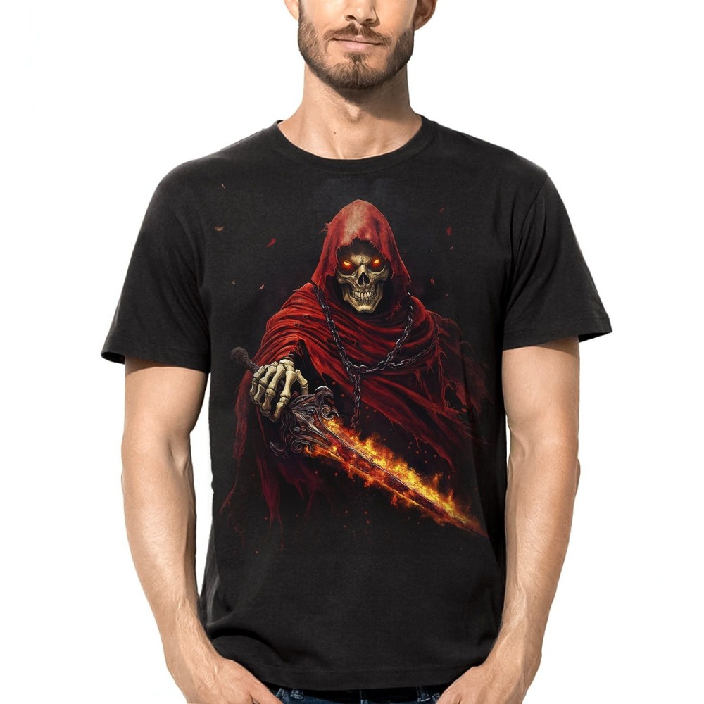 MAGLIA T SHIRT DARK EMBER SCHELETRO SPADA INFUOCATA