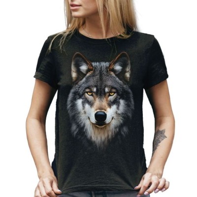 MAGLIA T SHIRT DONNA DARK EMBER LUPO TESTA