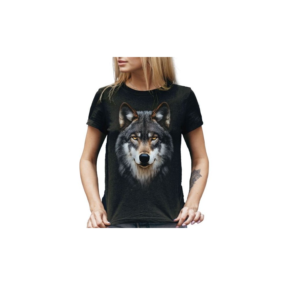 MAGLIA T SHIRT DONNA DARK EMBER LUPO TESTA