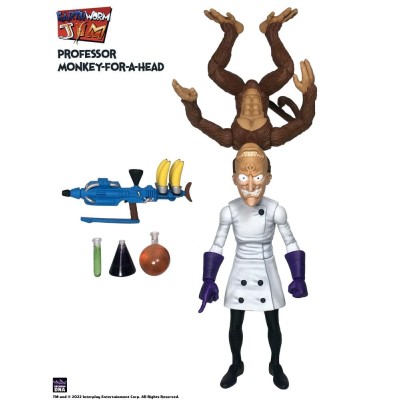 PREMIUM DNA TOYS EARTHWORM JIM PROFESSOR MONKEY-FOR-A-HEAD 28CM ACTION FIGURE