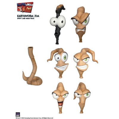 PREMIUM DNA TOYS EARTHWORM JIM ACCESSORY PACK WORM BODY AND JIM HEADS WAVE 1 ACTION FIGURE SET