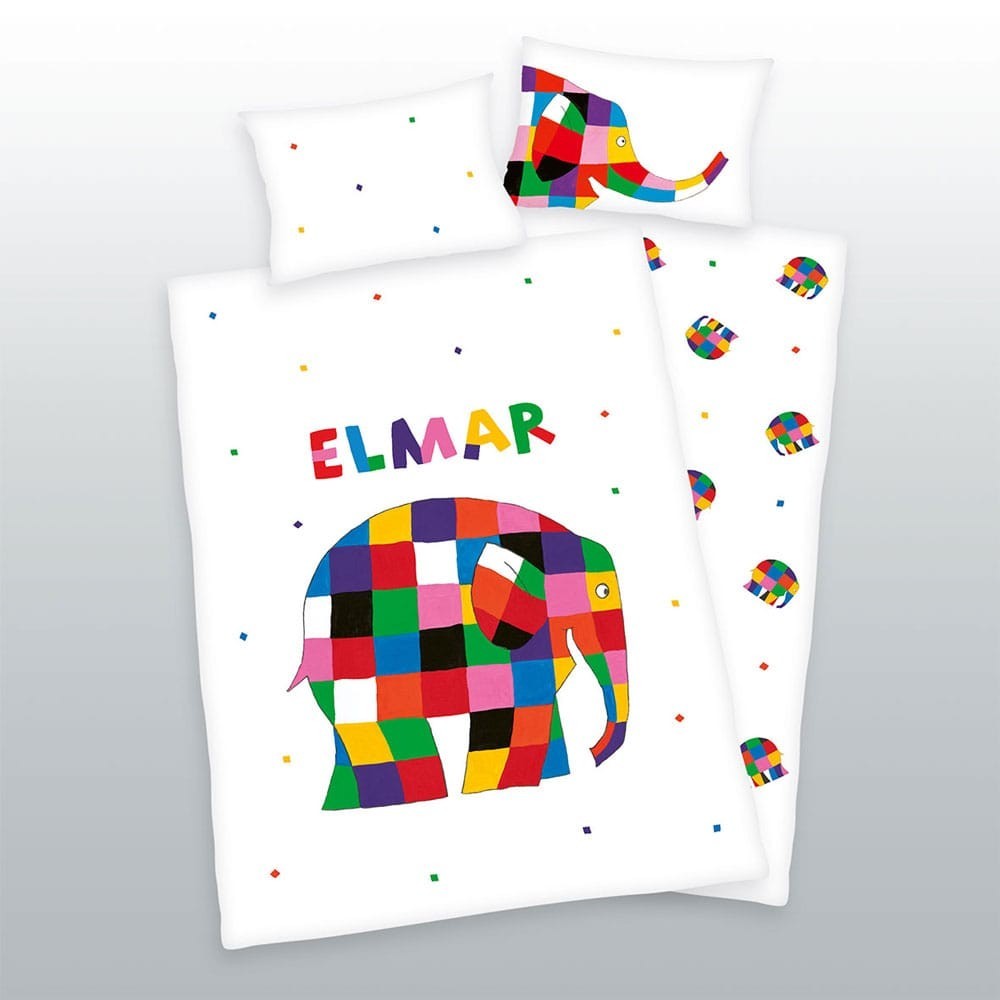 HERDING ELMAR THE ELEFANT DUVET COVER AND PILLOWCASE SET