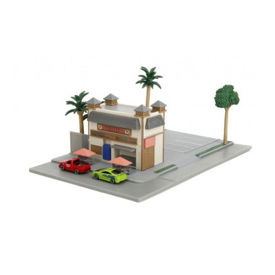 FAST AND FURIOUS NANO SCENE TORETTO'S CAFE WITH CARS DIORAMA JADA TOYS
