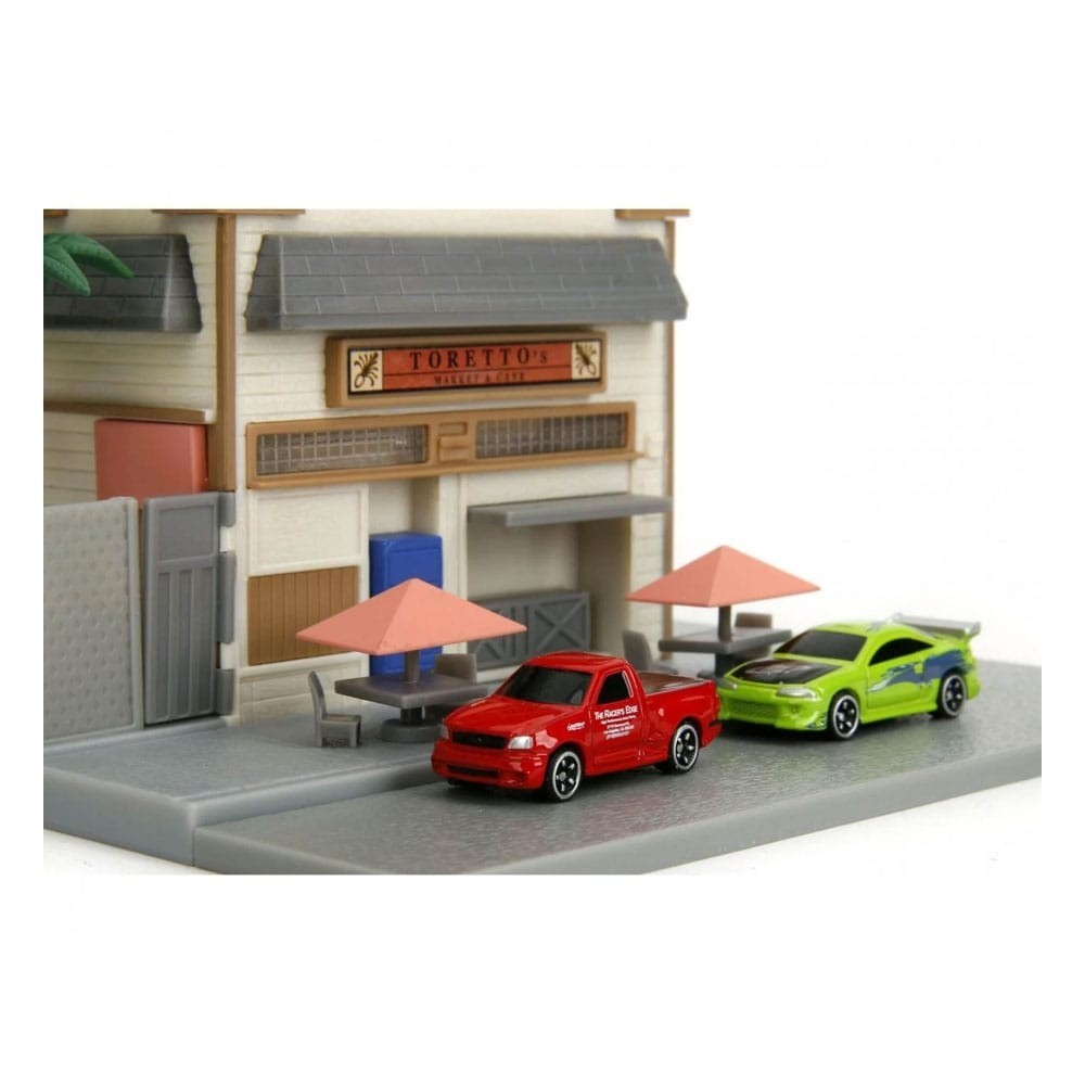 FAST AND FURIOUS NANO SCENE TORETTO'S CAFE WITH CARS DIORAMA JADA TOYS