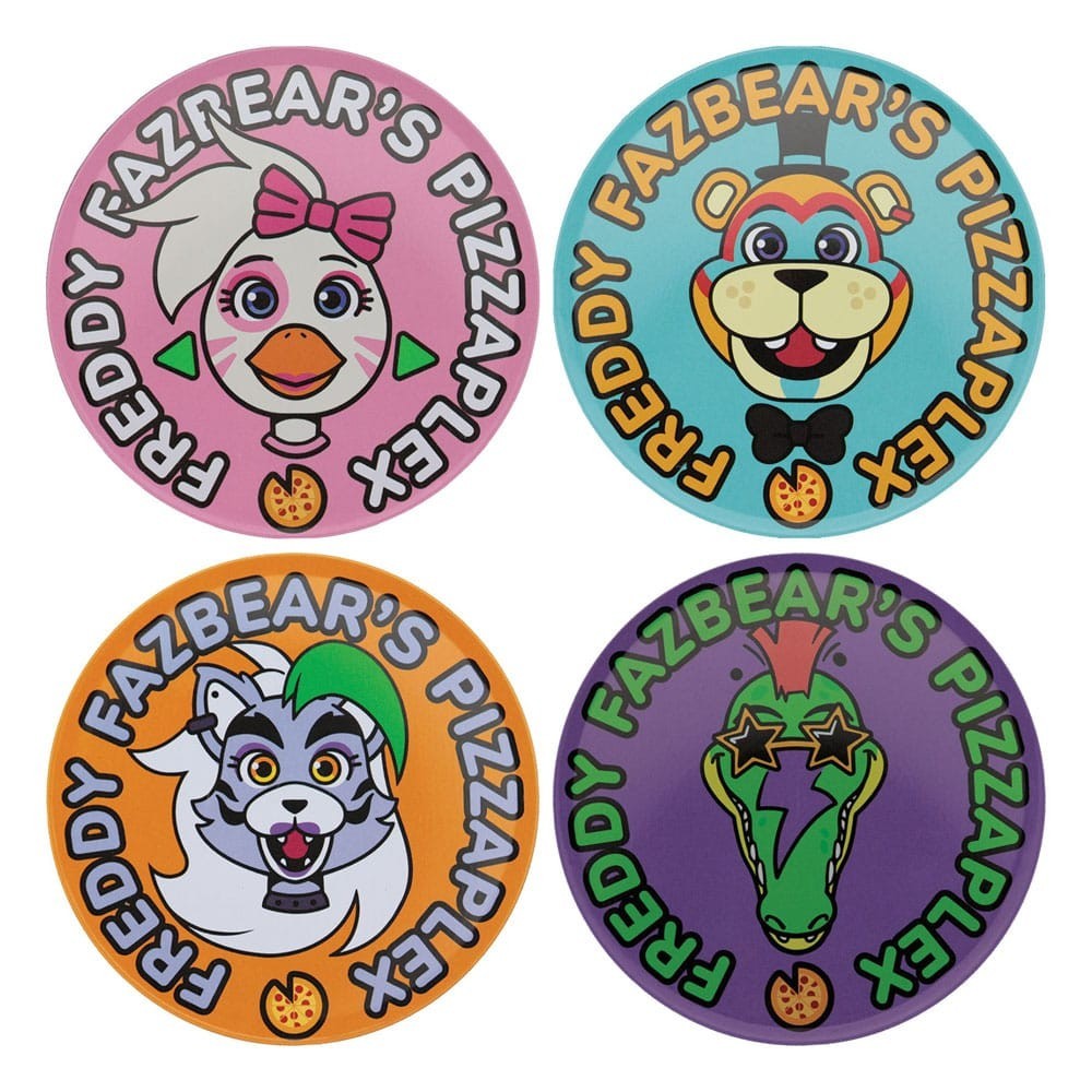 FIVE NIGHTS AT FREDDY'S PIZZAPLEX METAL COASTERS SET 4 SOTTOBICCHIERI FANATTIK
