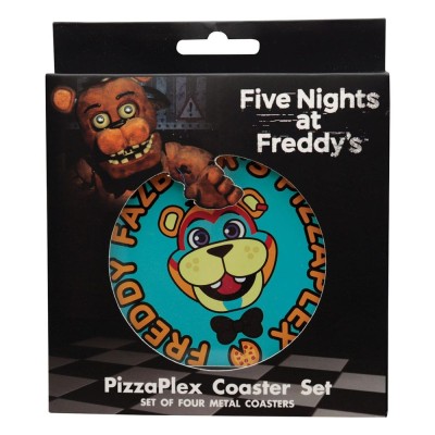 FIVE NIGHTS AT FREDDY'S PIZZAPLEX METAL COASTERS SET 4 SOTTOBICCHIERI FANATTIK