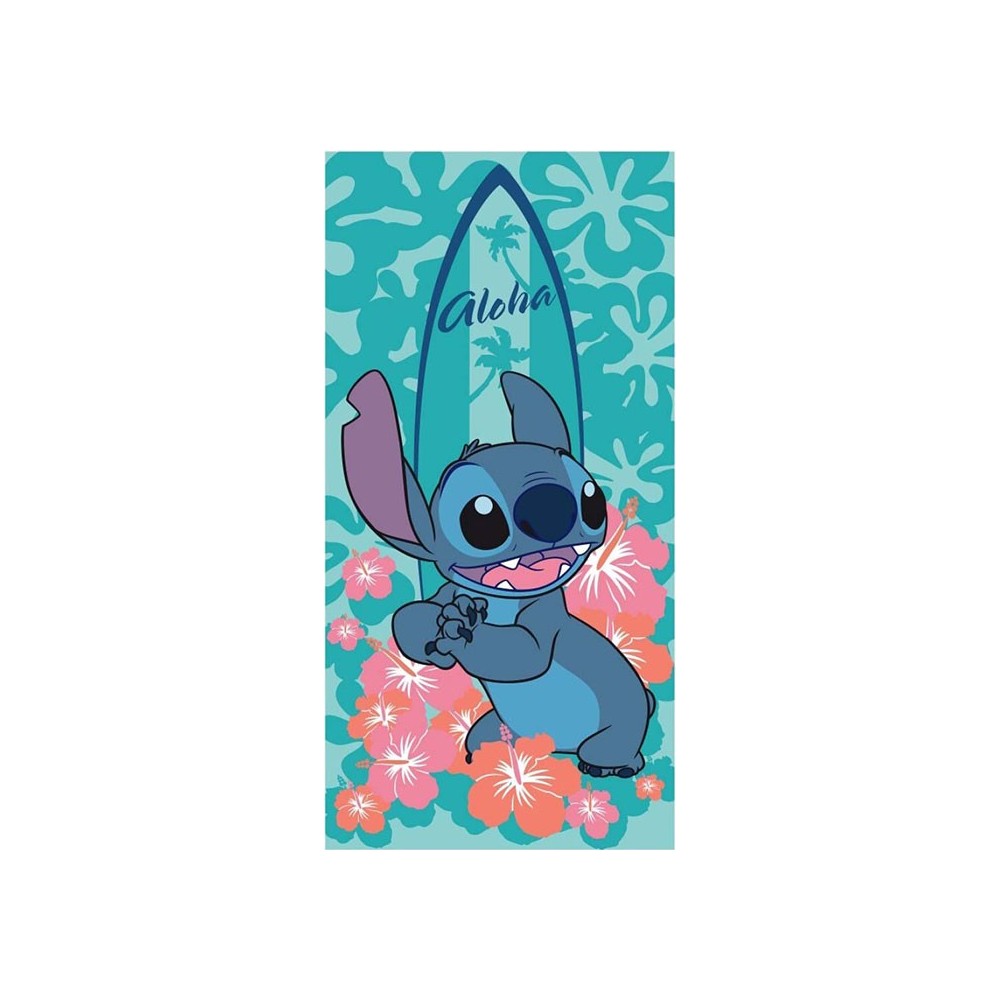 AYMAX DISNEY STITCH ALOHA FLOWERS BEACH BATH TOWEL 140X70CM