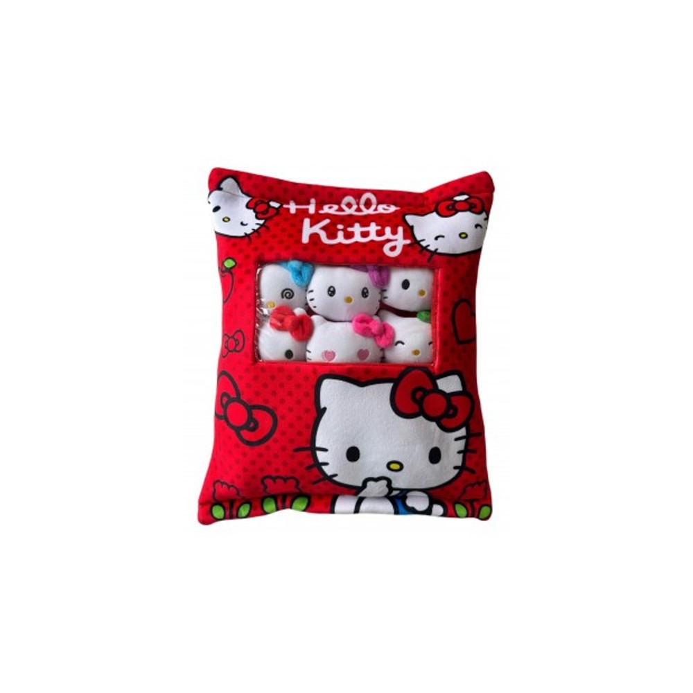HELLO KITTY CUSCINO CON 6X MINI PELUCHE 30X38CM LYO