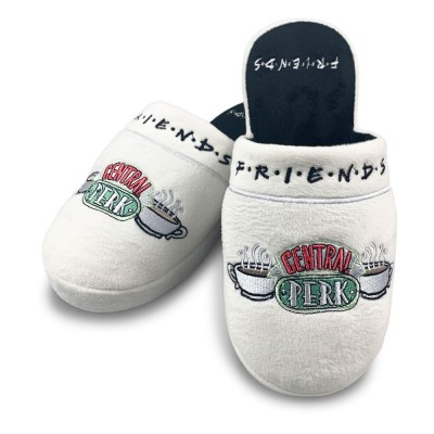 GROOVY UK  FRIENDS CENTRAL PERK WHITE SLIPPERS SIZE EU 35-38