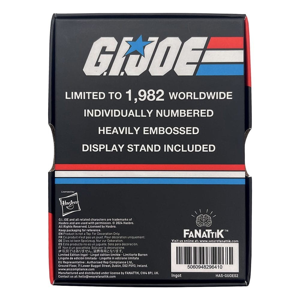 G.I. JOE A REAL AMERICAN HERO N.1 60TH ANNIVERSARY COMIC BOOK INGOT LINGOTTO FANATTIK