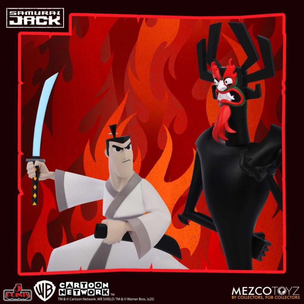 SAMURAI JACK 5 POINTS DELUXE SET 3X ACTION FIGURES MEZCO TOYS