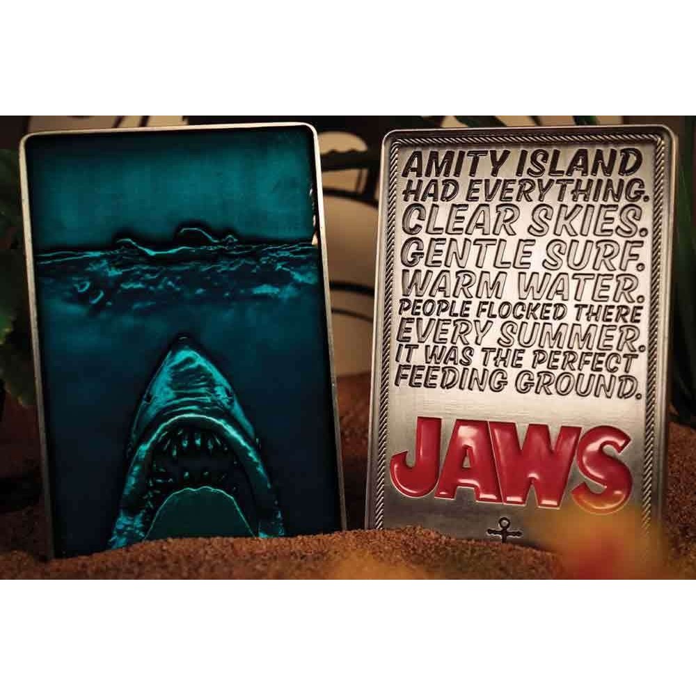 JAWS LO SQUALO 50TH ANNIVERSARY MOVIE POSTER LINGOTTO IN METALLO FANATTIK