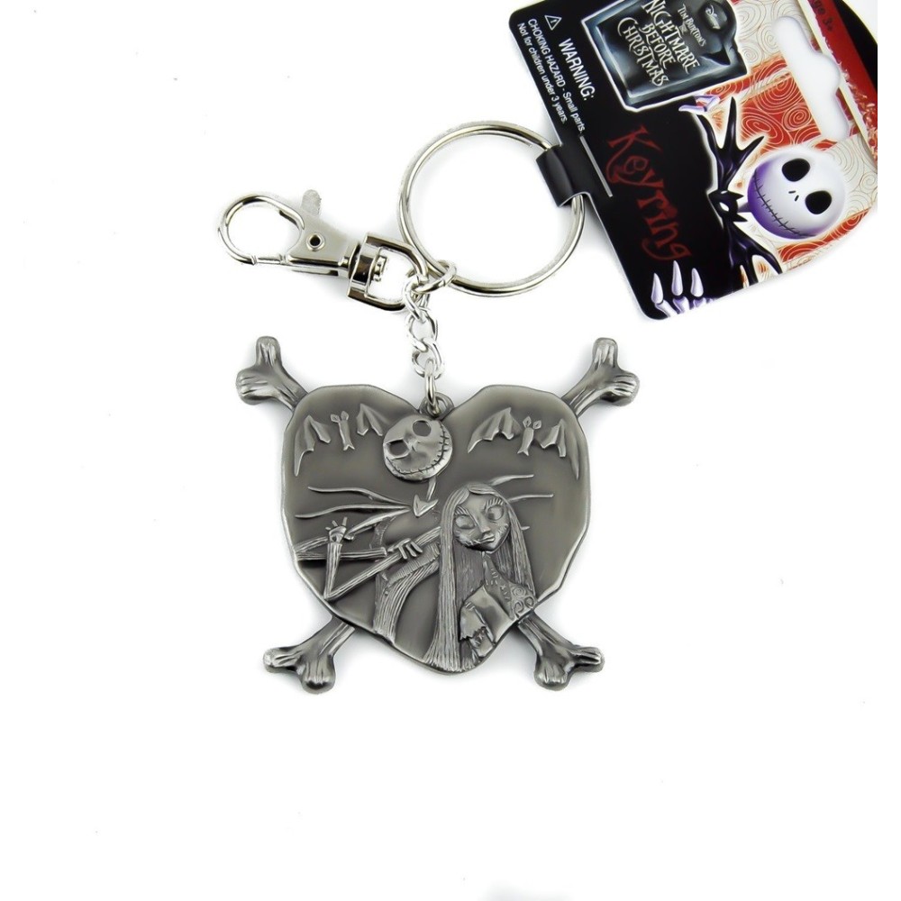 MONOGRAM THE NIGHTMARE BEFORE CHRISTMAS JACK AND SALLY IN HEART METAL KEYCHAIN