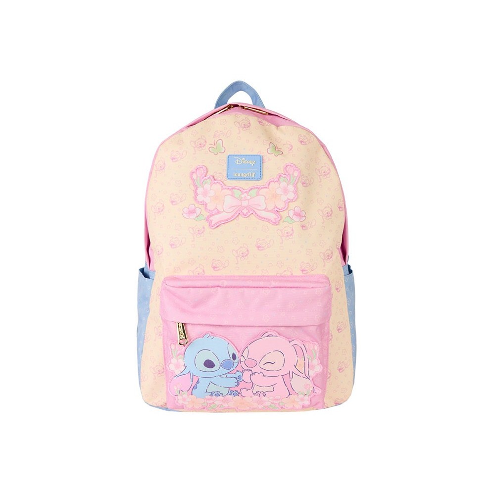 LOUNGEFLY STITCH AND ANGEL ALL OVER PRINT NYLON FULL SIZE BACKPACK