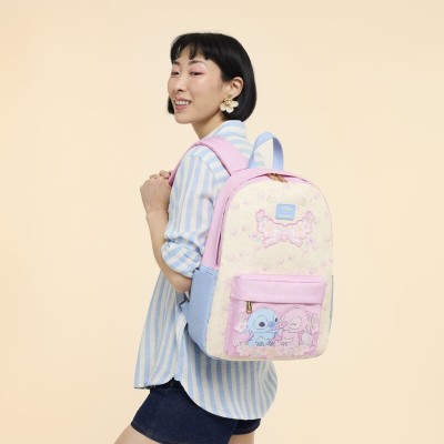 LOUNGEFLY STITCH AND ANGEL ALL OVER PRINT NYLON FULL SIZE BACKPACK