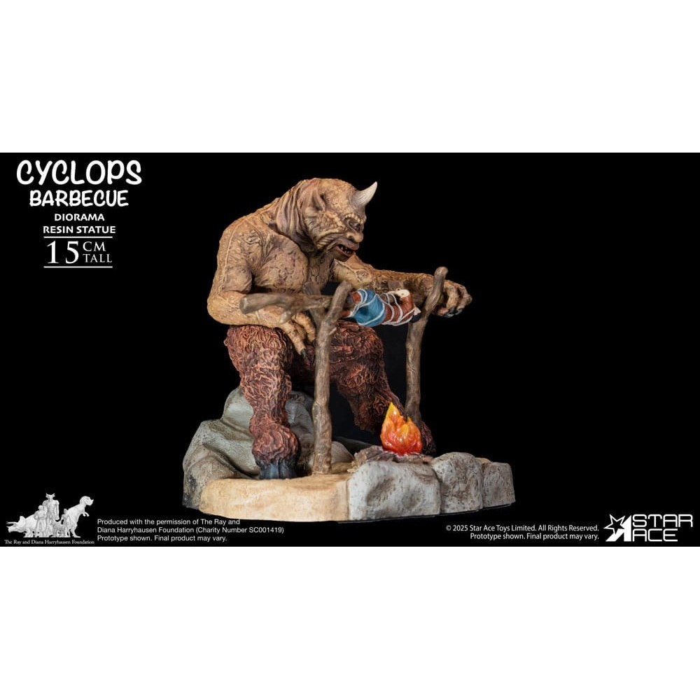 RAY HARRYHAUSEN CYCLOPS BARBECUE DIORAMA STATUA IN RESINA FIGURE STAR ACE