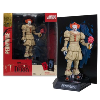 MOVIE MANIACS IT PENNYWISE WELCOME TO DERRY GOLD LABEL STATUA FIGURE MC FARLANE