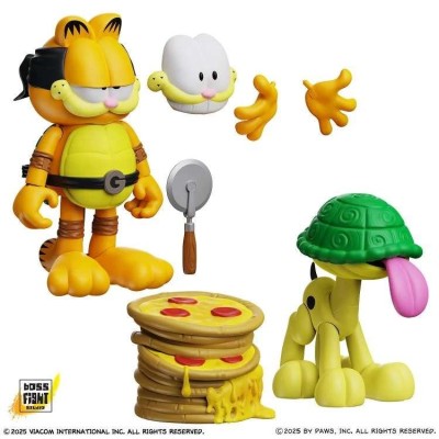 GARFIELD X NINJA TURTLES GARFELLO & SIDEKICK ODIE ACTION FIGURE BOSS FIGHT STUDIO