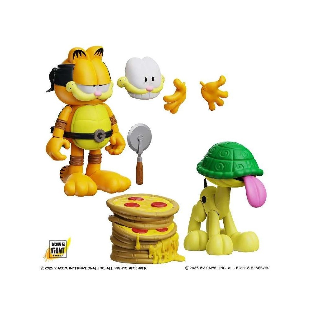 GARFIELD X NINJA TURTLES GARFELLO & SIDEKICK ODIE ACTION FIGURE BOSS FIGHT STUDIO
