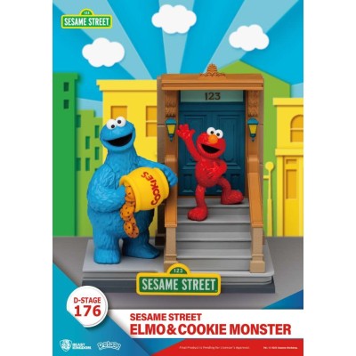 BEAST KINGDOM D-STAGE 176 SESAME STREET ELMO & COOKIE MONSTER STATUE FIGURE DIORAMA