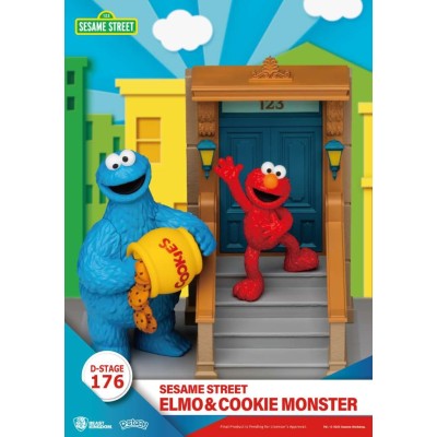 BEAST KINGDOM D-STAGE 176 SESAME STREET ELMO & COOKIE MONSTER STATUE FIGURE DIORAMA