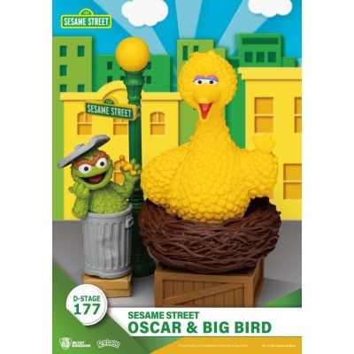 BEAST KINGDOM D-STAGE 177 SESAME STREET OSCAR & BIG BIRD STATUE FIGURE DIORAMA