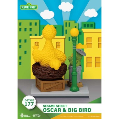 BEAST KINGDOM D-STAGE 177 SESAME STREET OSCAR & BIG BIRD STATUE FIGURE DIORAMA