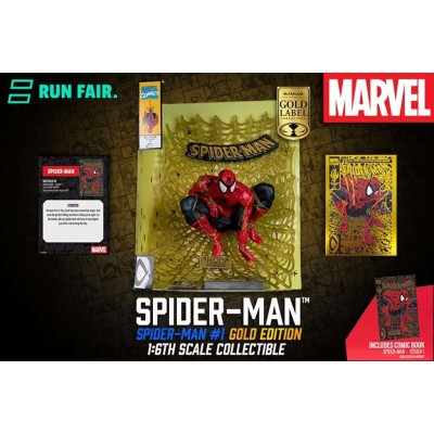 MC FARLANE MARVEL COLLECTION PVC STATUE SPIDER-MAN (SPIDER-MAN 1) BLACK AND GOLD 1/6 SCALE STATUE FIGURE