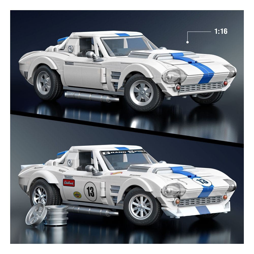 HOT WHEELS MATTEL BRICK SHOP CORVETTE GRAND SPORT 1/16 BUILDING SET MODEL MATTEL