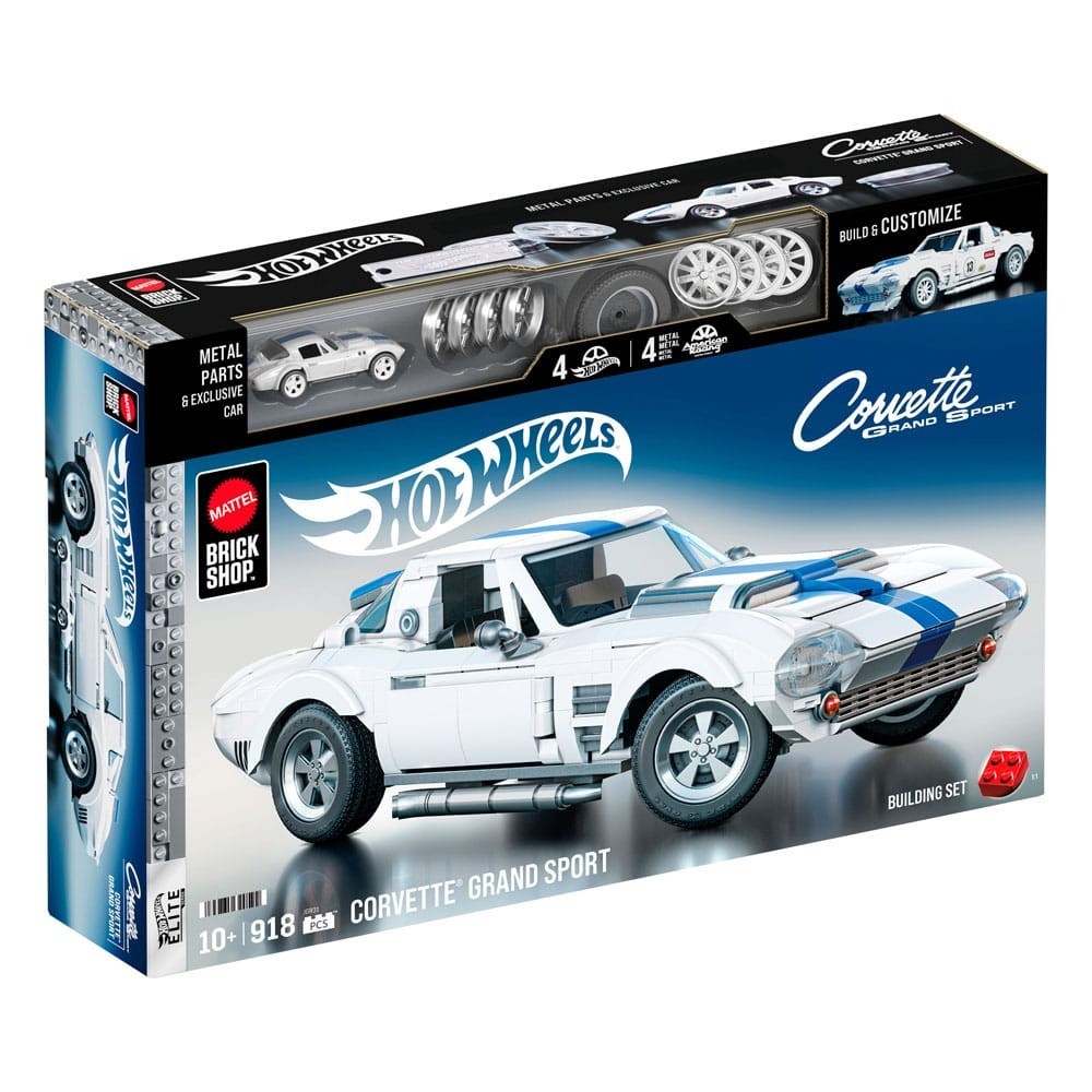 HOT WHEELS MATTEL BRICK SHOP CORVETTE GRAND SPORT 1/16 BUILDING SET MODEL MATTEL