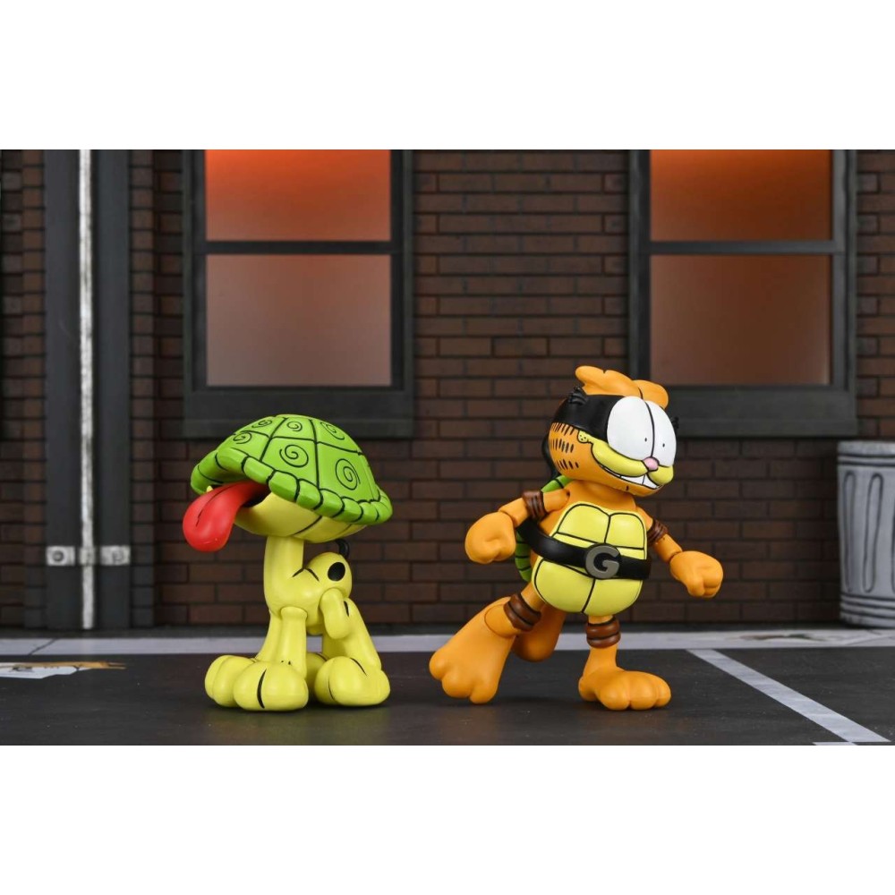 GARFIELD X NINJA TURTLES GARFELLO & SIDEKICK ODIE ULTIMATE ACTION FIGURE NECA