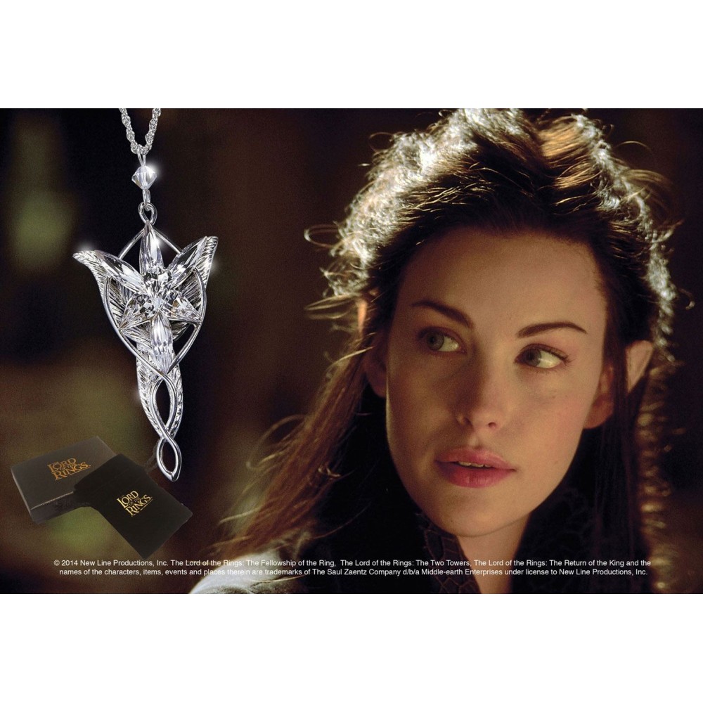 NOBLE COLLECTIONS THE LORD OF THE RINGS ARWEN EVENSTAR NECKLACE AND PENDANT SILVER PLATED REPLICA