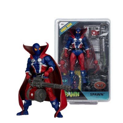 MC FARLANE SPAWN PAGE PUNCHERS SPAWN 1977 RED AND BLUE RED PLATINUM ED. ACTION FIGURE