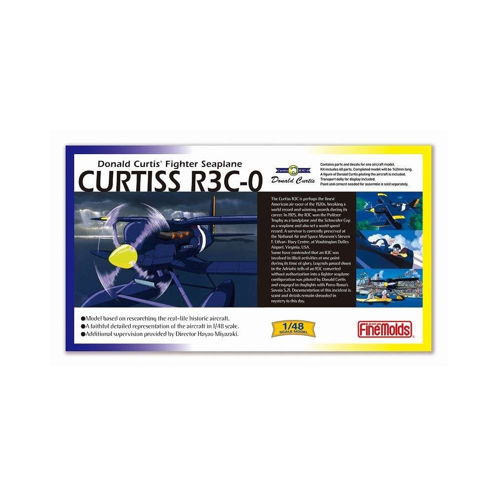 STUDIO GHIBLI PORCO ROSSO CURTISS R3C-0 1/48 SCALE PVC MODEL KIT WITH MINI FIGURE