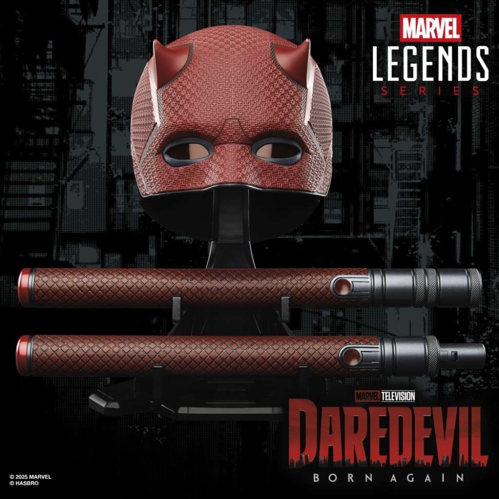 MARVEL LEGENDS DAREDEVIL BORN AGAIN MASK REPLICA BASTONE E MASCHERA HASBRO
