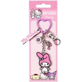 CARAT HELLO KITTY AND FRIENDS MY MELODY WITH CHARMS METAL KEYRING