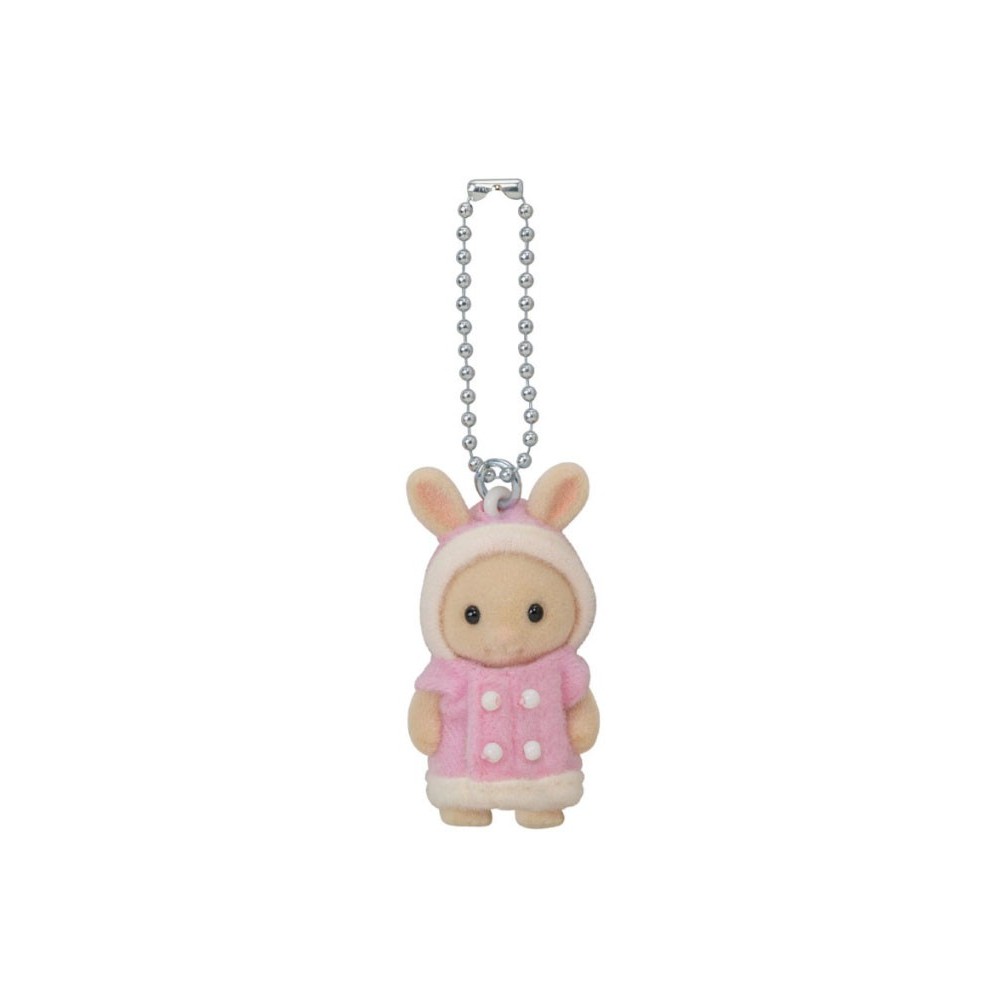 EPOCH SYLVANIAN FAMILIES FLUFFY PARKA MILK RABBIT FIGURE KEYCHAIN