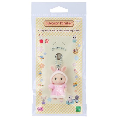 EPOCH SYLVANIAN FAMILIES FLUFFY PARKA MILK RABBIT FIGURE KEYCHAIN